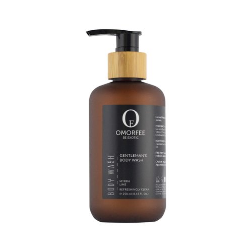 OMORFEE Organic Gentleman's Body Wash | Body Cleanser For Men | Lime, Frankincense, Myrrh Oil | 250 ml / 8.45 Fl. Oz.
