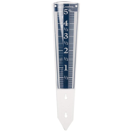 AcuRite 5" Capacity Easy-to-Read Magnifying Acrylic, Blue (00850A3) Rain Gauge