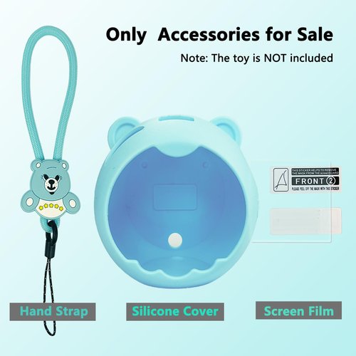 XEGIMOR Silicone Cover Case for Punirunes Interactive Digital Toy Squishy Characters Pet, Screen Protector for Punirunes Virtual Electronic Pets Accessories(Silicone Case and Lanyard) (Teal)