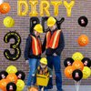 Wonmelody Construction 3rd Birthday Party Decorations Dirty 3rdy Dump Truck Balloon Banner Party Decorations Black Gold Excavator Roadblock Barricade Construction Decors for 3rd Years Old Boy