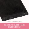 GOO GOO Wire Hair Extensions Human Hair, 1B Natural black Natural 14inch 75g, Invisible Wire Hair Extensions with Transparent, Seamless Fish Line Hairpiece