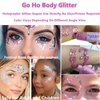 Go Ho White Pink and Blue Body Glitter Set,Singer Concerts Face Glitter Gel Makeup,Holographic Long Lasting Chunky Sequins Glitters for Eye Lip Hair Nails,Festival Rave Accessories
