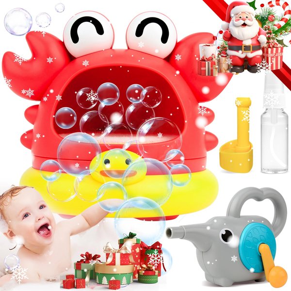 Bath Toys Crab Bubble Machine Bath Toy with 2 Attachments for Making Lots of Bubble, Bath Toys for Kids Ages 1-3 Experience The Fun of Bathing, No Battery Required