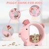 Wooden Piggy Bank for Kids Cute Money Bank for Boys and Girls Clear Wood Money Box Personalized Saving Money Jar, Creative Present for Children Birthday Chrismas & Decor (Pink, Standard)