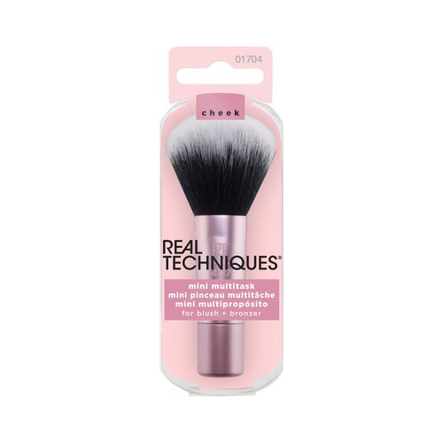 Real Techniques Mini Multitask Makeup Brush, For Blush, Bronzer & Powder, Face Brush with Custom-Cut Synthetic Bristles, For Loose & Pressed Powder, Travel Sized, Vegan & Cruelty-Free, 1 Count