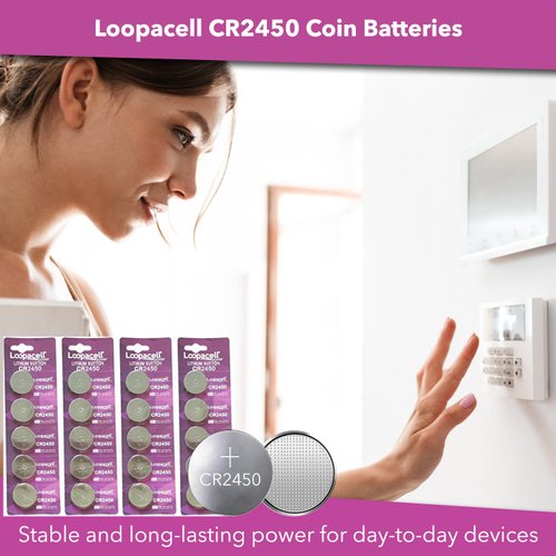 LOOPACELL CR2450 3V Lithium Battery (Pack of 20) - High Capacity Coin Cell Batteries