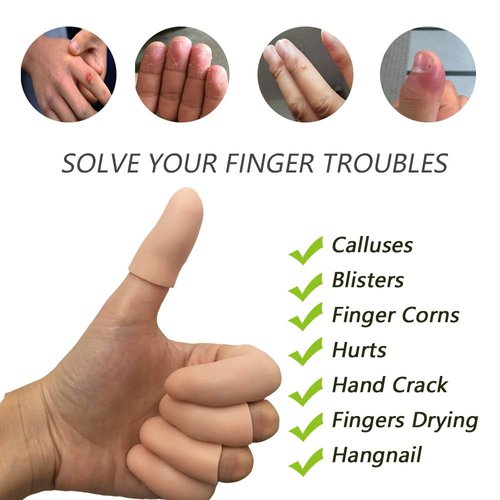 Gel Finger Protectors Finger Caps Silicone Fingertips Protection - Finger Cots Great for Trigger Finger, Finger Arthritis, Finger Cracking and Other Finger Pain Relief(Nude, Medium)