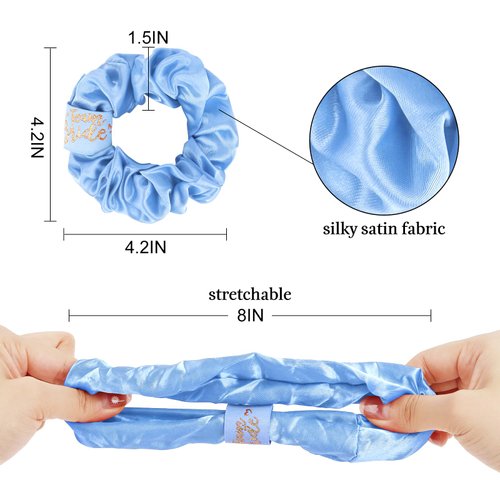 7 Pcs Bridesmaid Gifts Blue Satin Scrunchies for Bachelorette Party Favors Proposal Gifts Elastics Hair Ties Scrunchies Bridesmaid Proposal Gifts Wedding Party Favors