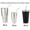 Reusable Stainless Steel Drinking Straws, 20 Pcs 4 Size - 6.3'' 7.1'' 8.5'' 10.5'', BPA Free Long Short Smoothie Drinking Curved Bent Straws with 2 Brushes and Carry Bag, Fit for 10/20/30 oz Tumblers
