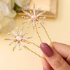 Brishow Star Hair Pins Gold Snowflake Star Hair Accessories Pearl Vintage Rhinestone Starburst Hair Pieces 2PCS for Women and Girls
