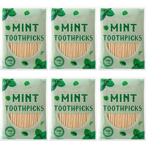 600 Pcs Mint Toothpicks Bulk Flavor Menthol Toothpicks Wood Flavored Toothpicks for Adults Natural Wooden Tooth Pick for Humans Teeth Oral Dental Health