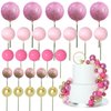 ASTARON 50 Pcs Ball Cake Topper Sticks Mini Balloons for Cake Decorating Supplies Foam Balls Cake decorations for Baby Shower Cake Birthday Cake Toppers Decorations (Pink Series)
