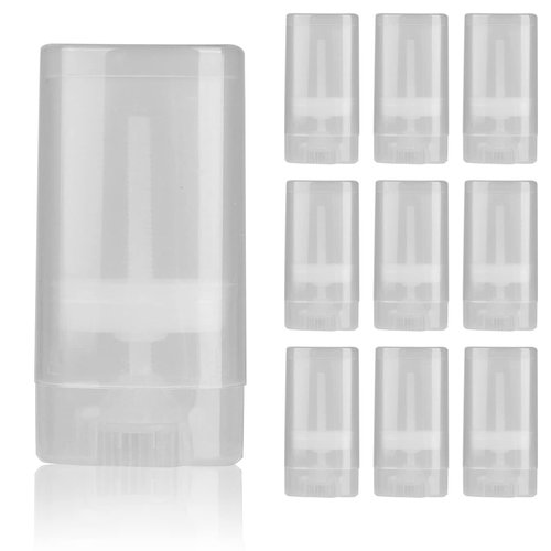 10 PCS plastic empty 15g / 0.5 oz travel size Clear oval shaped lip balm tube deodorant containers 15ml lipstick tube Twist up hair wax container