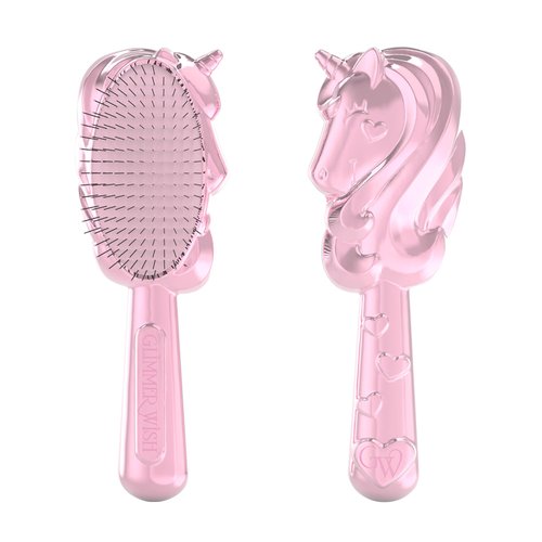 Glimmer Wish Unicorn Hair Detangler Brush for Kids - Anti Frizz and Anti Static - Soft and Long Bristles to Detangle With Ease - Gentle on Hair, Kids Hair Brush
