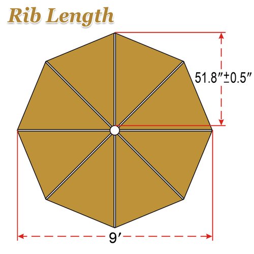 Strong Camel Replacement Patio Umbrella Canopy Cover for 9ft 8 Ribs Umbrella (TAN)