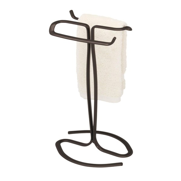 iDesign Axis Metal Hand Towel Holder for Master Bathroom, Vanities, Countertops, Kitchen, Holds 2 Finger Tip Towels, Bronze