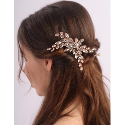 BERYUAN Dainty Crystal Rhinestone Hair Comb Rose Gold Wedding Hair Side Comb Teardrop Rhinestone Headpiece Bridal Hair Comb Crystal Wedding Hair Accessories for Brides Bridesmaid