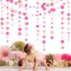 Hot Pink Rose Gold Party Decorations Circle Dots Garland Hanging Polka Dot Streamer for Girls Birthday Bachelorette Baby Shower Wedding Bridal Shower Anniversary Hen Party Supplies