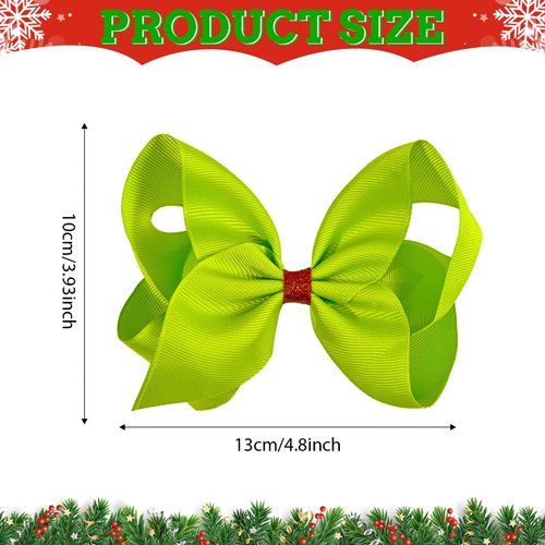 4Pcs Green Hair Bow Clips for Christmas Costume Decorations Women Girls Costume Accessories Dress up