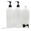 Cornucopia Shower Pump Bottles (Set of 3, White); 32oz Plastic Pump Dispensers for Shampoo, Conditioner, and Body Wash