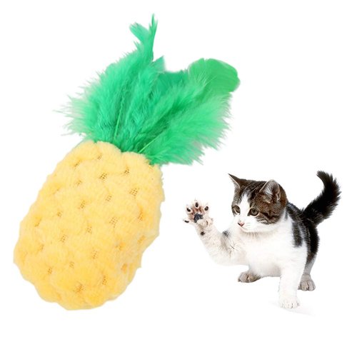 1Pc Yellow Pineapple Shape Cat Chew Toy - Cat Catnip Molar Toys Teeth Cleaning Toy Pet Bite Resistant Pet Supplies,Fun Toy for Cat Exercise Interactive Toys Cat Plush Playing Toy for Cat Kitten Pet