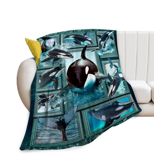 Whale Blanket Ocean Whale Gifts for Boys Men sea Ocean Animal Whale Throw Blanket for Couch Sofa Bed Soft Warm Flannel Fleece for Girls Kids Adults 40"x50"
