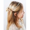 SWEETV Flower Girl Headpiece Silver Pearl Girls Headband for Wedding Princess Hair Accessories for Birthday Party, First Communion