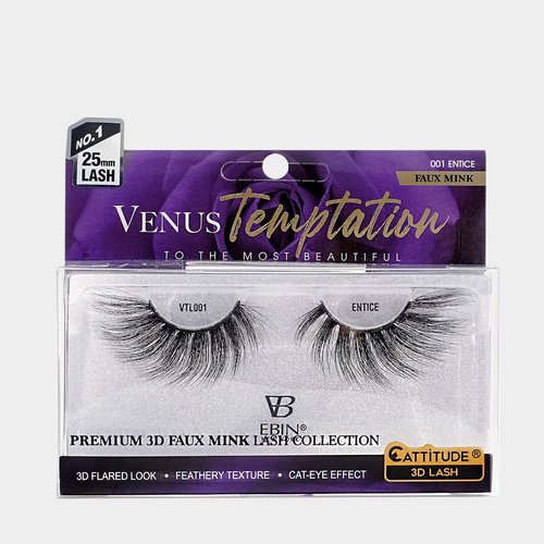 CATTITUDE 3D LASHES Venus Temptation | 25mm wing style | Faux Mink Lashes | 3D flared look | Feathery texture | Cat-eye effect - ENTICE