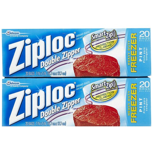 Ziploc Freezer Bags, Pint Size - 20 ct - 2 pk