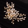 Teyglen Simple Full Rhinestones Bride Wedding Hair Comb Hair Pieces for Bride Bridal Crystal Side Hair Comb Hair Accessories for Women Girls (Gold)