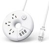 Travel Power Strip with USB Ports, NTONPOWER Cruise Approved Power Strip with 3 Outlet 3 USB, 5 ft Extension Cord with USB Ports, Compact for Indoor Home Office Dorm Room Cruise Essentials, White