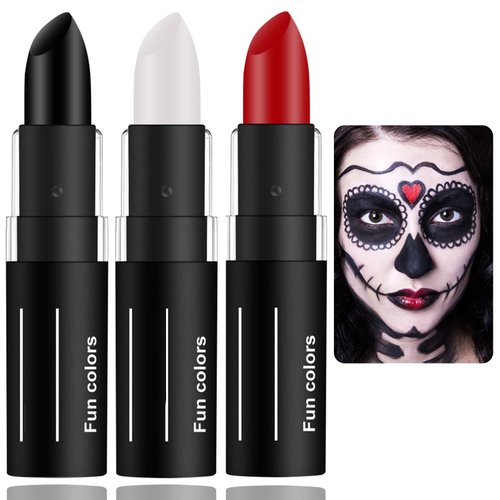 3Pcs Face Body Nose Paint Stick,Clown Makeup Cream-Blendable Sticks,Waterproof Eyeblack Stick Blendable Long Lasting Professional SFX Cosplay Festival Stage Halloween Makeup Stick