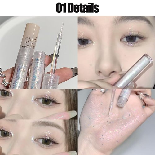 Bekoeen Korean Glitter Eyeshadow Eyeliner,Bling Long Lasting liquid Eye Shadow,Waterproof korean Eye MakeUp,Pigmented Glitter for Eye Make Up Set (02)