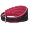 Real Leather Extra Wide Padded Tapered Dog Collar Glossy Black Greyhound Saluki Deerhound Lurcher Whippet Dachshund (16.25"-18.75" Neck; 3" Wide, Pink)