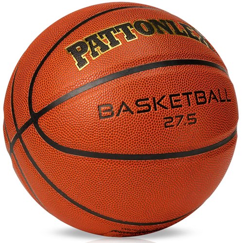 PATTONLEX Kids/Youth Basketball Size 5 (27.5") Composite Leather Basketballs for Junior Boys and Girls Indoor/Outdoor Basketball Game(Brown)