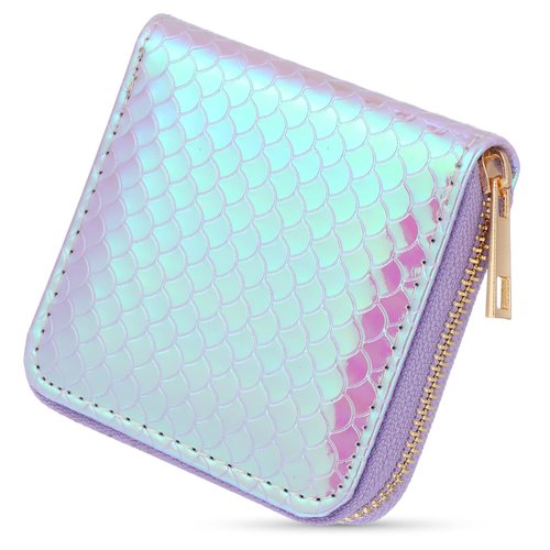 VALICLUD Holographic Mermaid Wallets Girls Wallet Small Coin Purse Credit Holder Zipper