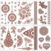 Henna Tattoos 6 Sheets Brown Henna Temporary Tattoo Stickers Waterproof Sexy Fake Tattoos Brown Henna Tattoos Sticker for Women Girls DIY on Body Face Arms Legs Decoration