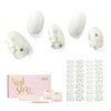 Nailog Semi Cured Gel Nail Strips 34 pcs | Long Lasting Nail Polish Sticker Wraps with Glossy Gel Finish | White Petals