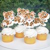 24Pcs Tiger Cupcake Toppers Tiger Party Supplies Safari Baby Shower Decorations for Tiger Theme Jungle Safari Animal Birthday Party Baby Shower