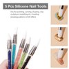 5 Pcs Silicone Nail Tools Dual Tipped Nail Art Sculpture Pen Rhinestone Nail Polish Carving Pen Rubber Tip Nail Brushes