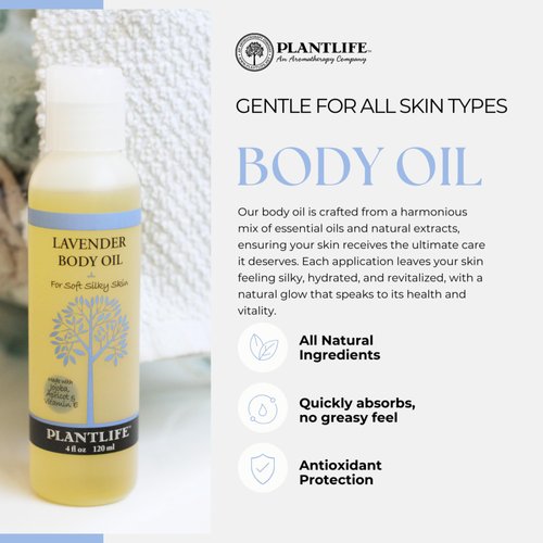 Plantlife Patchouli Body Oil - Moisturizing Natural Body Oil for All Skin Types - Nourishing Dry Skin and Making It Feel Soft and Silky for Women & Men - Bath, Body & Massage Oil - 4oz