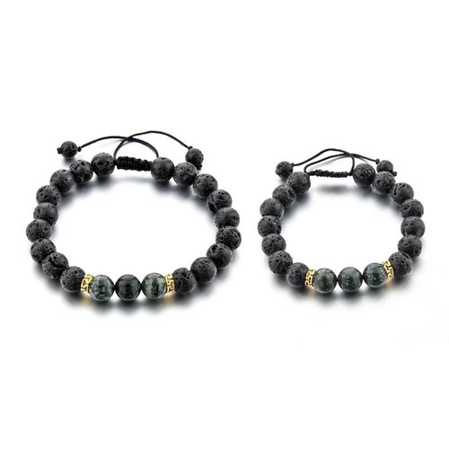 Mystiqs Kids and Adults Matching Lava Rock & Camouflage Natural Stone Ajustable Bracelet Essential Oil Diffuser for Aromatherapy Ideal for Anti-Stress or Anti-Anxiety