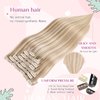 DIYOMO Hair Extensions Real Human Hair - Human Hair Clip In Extensions Soft&Natural Human Hair Extensions Clip Ins 120g 7pcs Real Hair Extensions Clip In Human Hair Straight&Invisible (18Inch,#16/22)