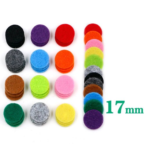 RoyAroma 17mm (2/3 inch) Replacement Felt Pads(48 pieces) for 25mm Essential Oil Diffuser Locket Pendant Necklace with 12 colors