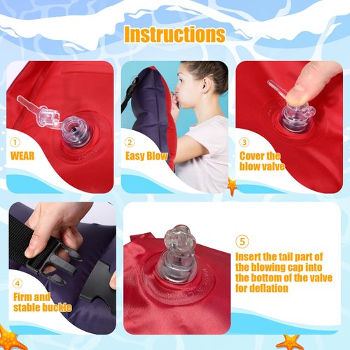 Inflatable Swim Belt Pool Flotation Belt Portable Waist Floatation Belt for Adults Adjustable Floating Belt Swimming Training Aid Waist Belt with Buckle and Rope for Swimming Beginner(1 Piece)