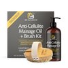M3 Naturals Anti Cellulite Massage Oil and Firm Dry Brush Kit | Collagen & Stem Cell Skin Tightening Kit | Radiant Body Care Kit for Women