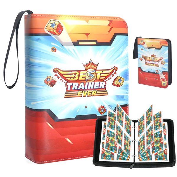Trading Card Binder 4-Pockets, 400 Pockets Card Holder with 50 Removable Sleeves, Trading Card Collector Zipper Album Folder for Kids
