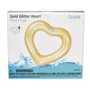 Coconut Float: Gold Glitter Heart Pool Float - 48"x40", Inflatable 48" Jumbo Ring, Anti-Leak, Durable, Water Accessory
