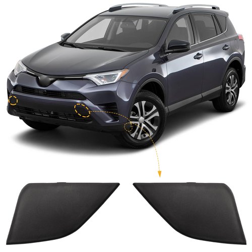 Car Accessories Front Bumper Trailer Cover Tow Hook Cover Towing Eye Cap Fit for Toyota RAV4 2016 2017 2018 532850R080 532860R080(Matte Black, Left Driver Side)