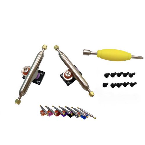 Leefai G3 Professional Fingerboard Trucks with Inverted Kingpin and Single Axles and Pivot Cups (Black 34mm)